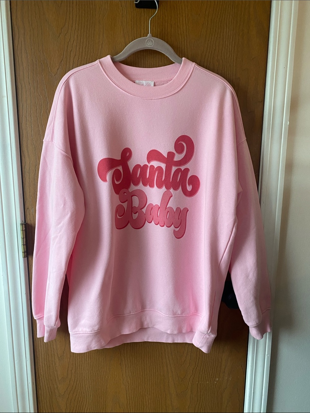 Pink Lily Pink Graphic 'Santa Baby' Crewneck Sweatshirt
